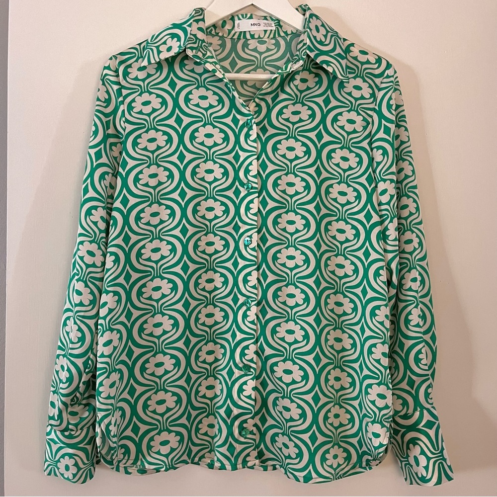 Mango Silky 70s Print Shirt